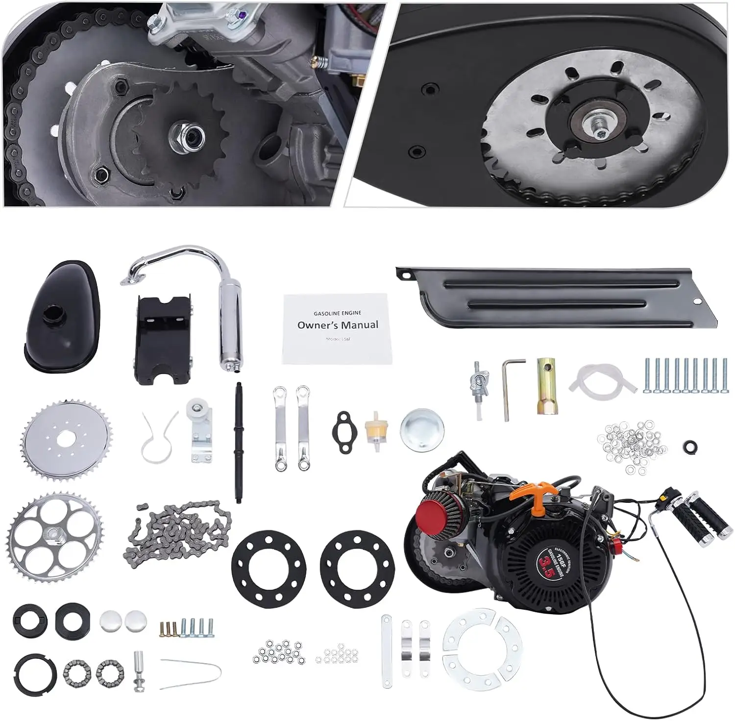 Kit de motor de bicicleta de 100cc, un solo cilindro, 4 tiempos, Gas, gasolina, Motor de bicicleta, refrigeración por aire, Kit de Motor de bicicleta motorizado, motor modificado