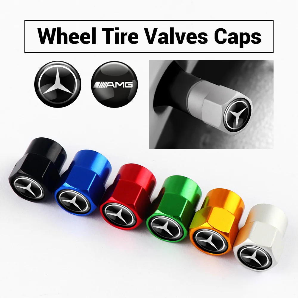 4Pcs Car Tire Valve Stem Air Caps Anti-theft Airtight Cover For Mercedes benz A C E G CLA GLK CLASS AMG W221 W212 W213 W176 W205