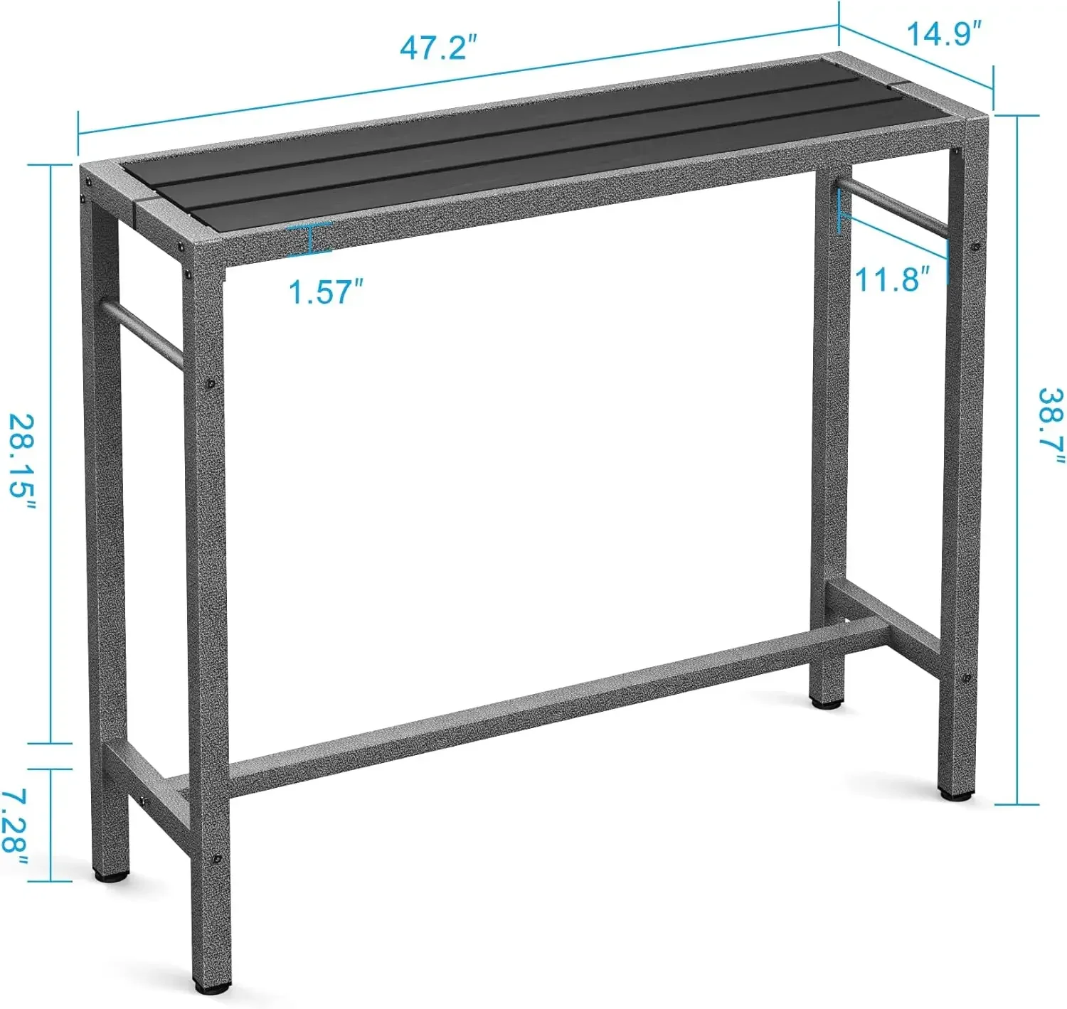 Outdoor Bar Table 47'' Patio Table Pub Height Dining Table w/ Waterproof Top & Hammer Finish Stand for Hot Tub, Garden, Backyard