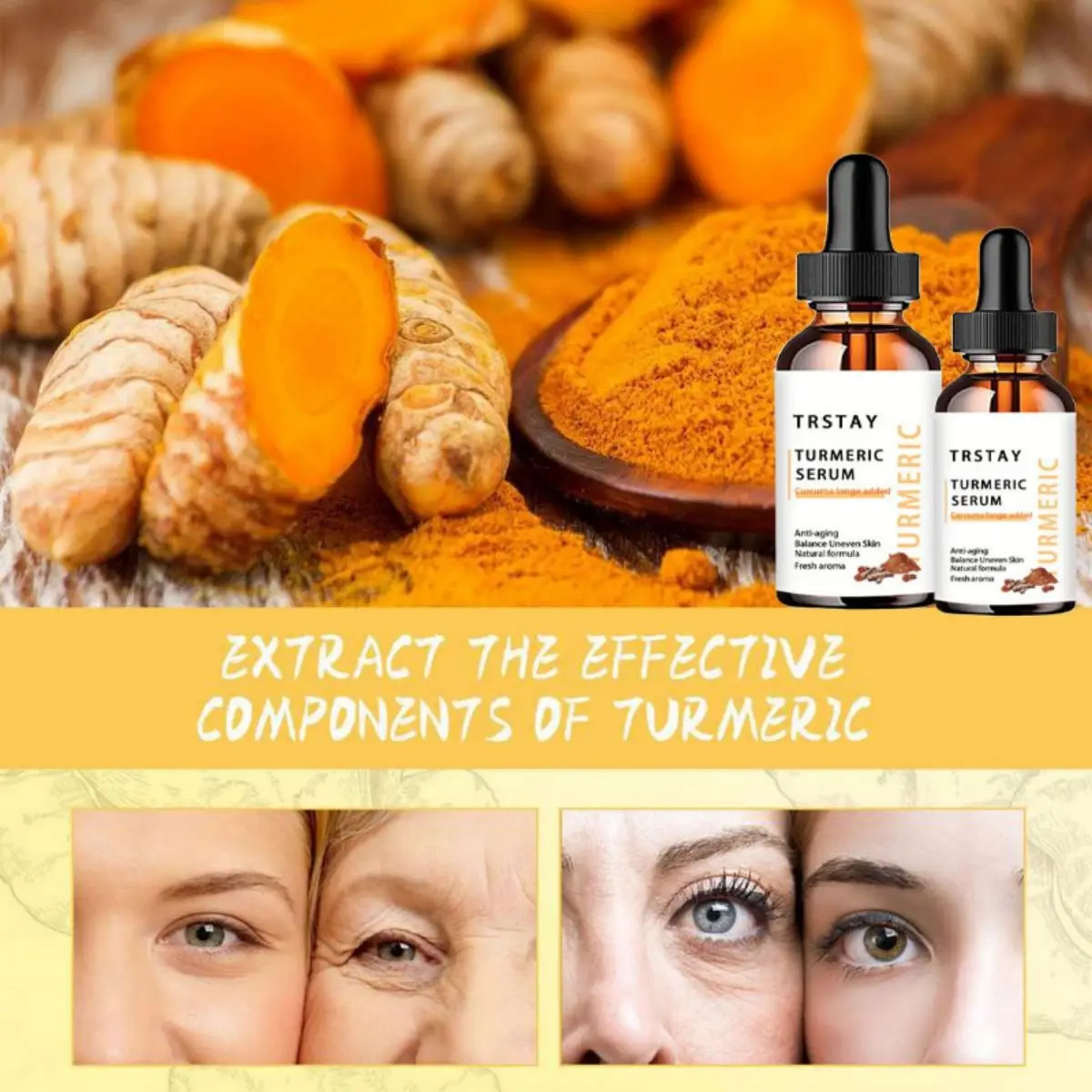 Turmeric Facial Repair Serum | Skin Care Toner For Dark Spot Removal | Whitening Face Essence Oil Moisturize Brighten Skin