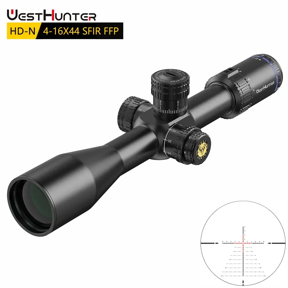 

WestHunter HD-N 4-16X44 SFIR FFP Riflescope 1/10MIL ZERO STOP MARD Illumination Reticle Scope First Focal Plane Optical Sights