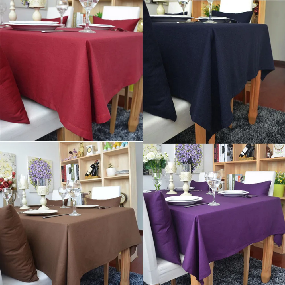 

Rectangle Tablecloth Cotton Linen Solid Color Table Cloth Waterproof Oil Proof Xmas Wedding Party Decoration Cover