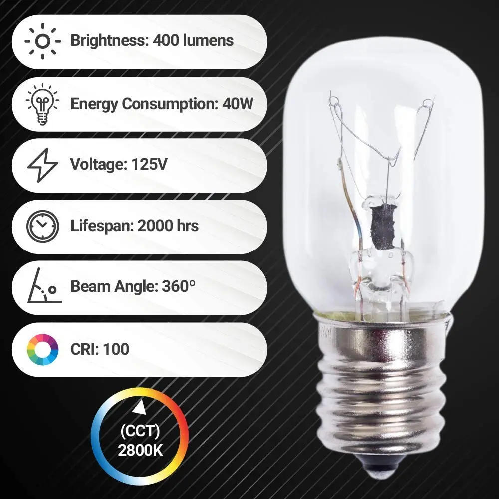 Bohlam lampu Microwave 40W E17 125V, bagian pengganti tepat cocok untuk Microwave KOLAM RENANG DAN lampu Lava pak 3