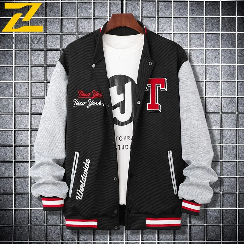 

COMXZ 2025 Oversized Jacquard Knit Jacket for Men Baseball Style Print Lightweight Comfortable Autumn Casual Trendy Jacket