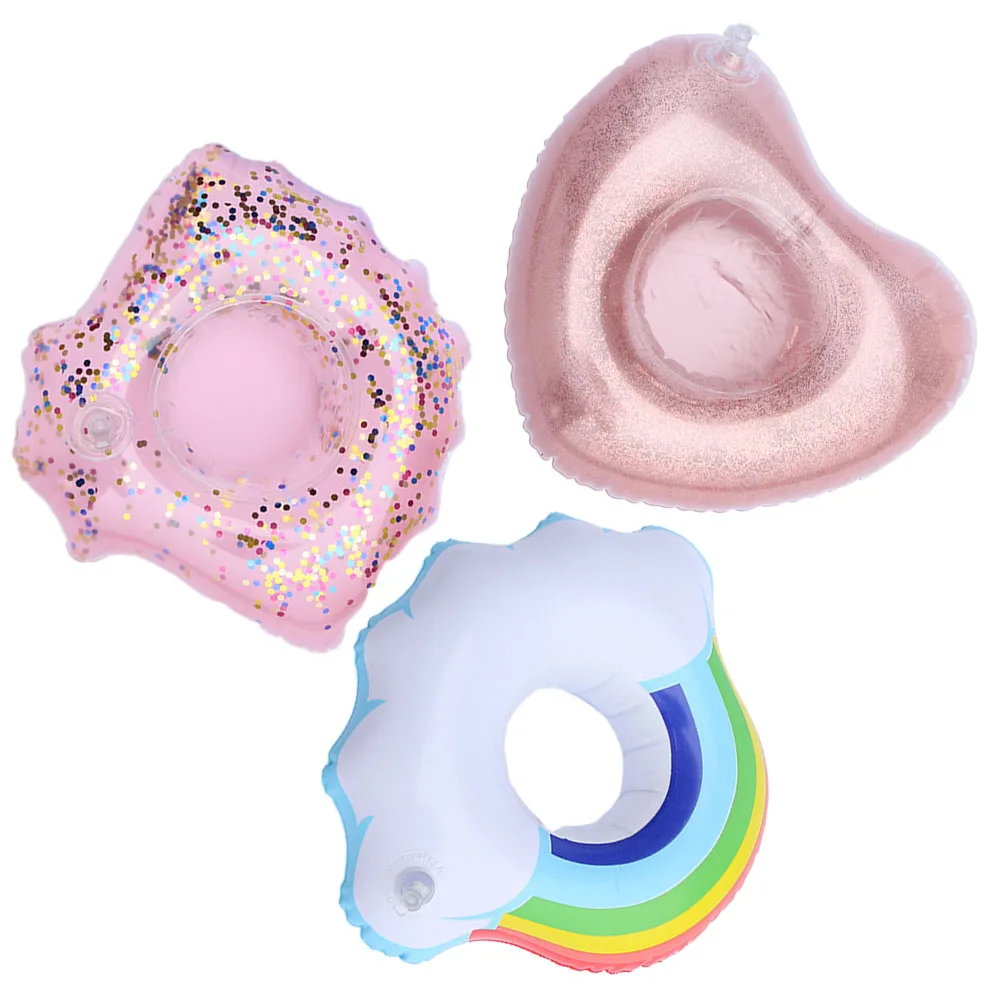 

3pcs Inflatable Cup Coasters Shell Heart Round Clouds Decorative Placemats Party Table Protector Floating Water Tea Glass Holder