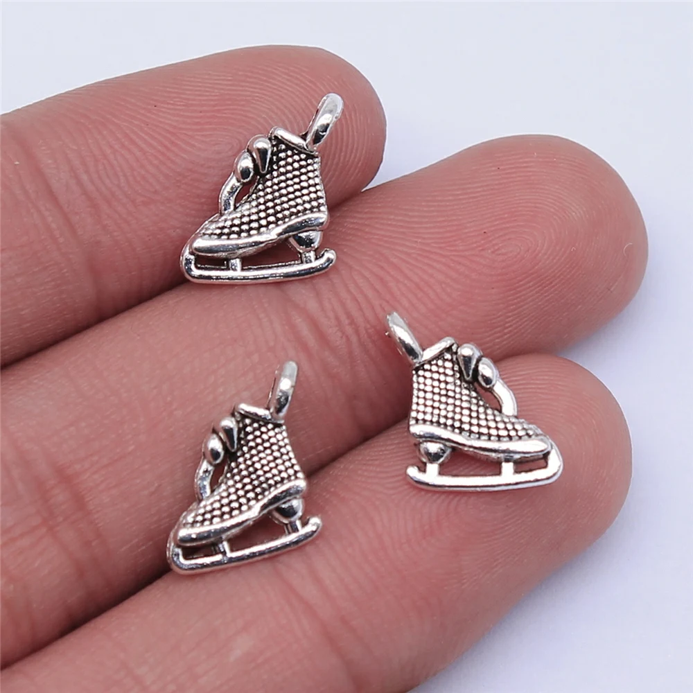 

Wholesale 300pcs/bag 12x10mm Skate Pendant Charm For Jewelry Making Antique Silver Color Antique Bronze Color