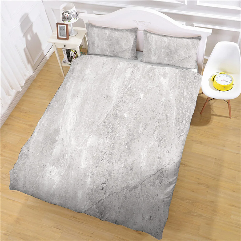 HUANZHUANG Printing Duvet Cover Set Grey Slate Print Quilt Cover Pillowcase Comforter Set Bedding Set Exquisite Luxury Birthday