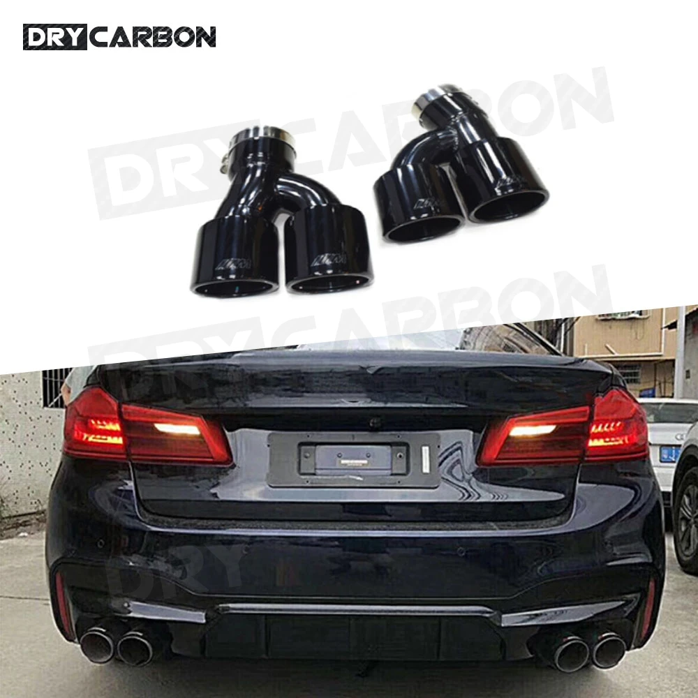 High Quality Stainless Steel 4 - Exhaust Rear Muffler Tip End Pipe 2pcs/set for BMW 5 Series G30 G38 M5 2017-2019