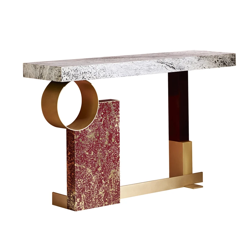 

Italian Style Marble Porch Table Light Luxury Minimalist Art Aisle Porch Table Villa By The Wall Strip Case Rectangle