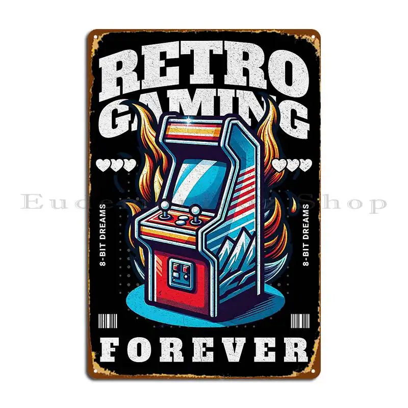 Retro Gaming Forever Metal Sign Print Wall Mural Printing Bar Custom Tin Sign Poster