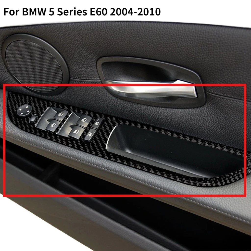 4Pcs/Set Car Sticker Fit for BMW 5 Series E60 2004-2010 Window Lift Trim Switch Sticker Carbon Fiber Decals Trim Auto Sticker