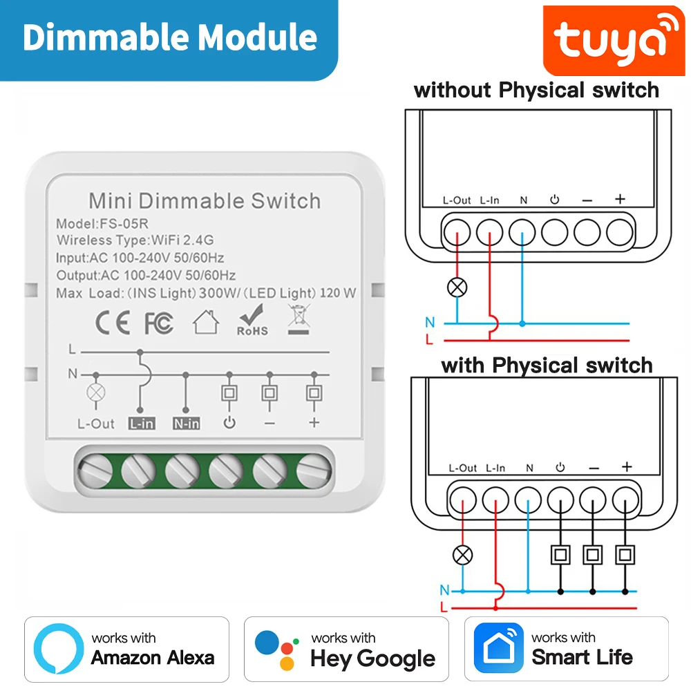 TNCE Tuya Schakelaar Lichtgordijn Dimmer WIFI Zigbee, Smart DIY MINI Module, Rolluikmotor Breaker, stem alexa google home