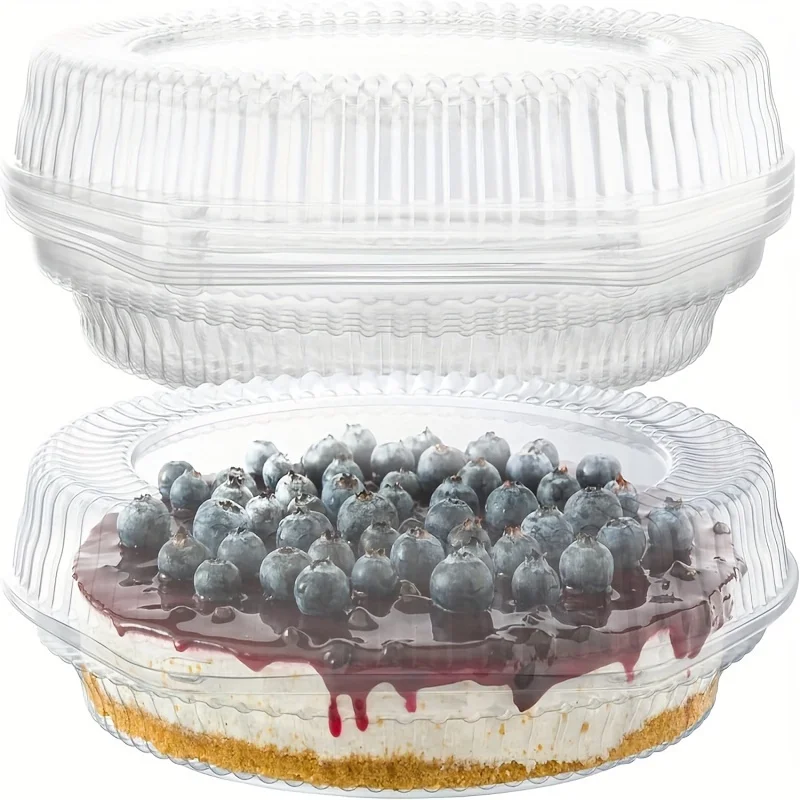 Contenedores de Plástico Desechables para Tartas con Tapas con Cierre, Recipientes Redondos para Guardar Tartas, Caja para Panqueques, Contenedores para Transportar Pasteles de Flan