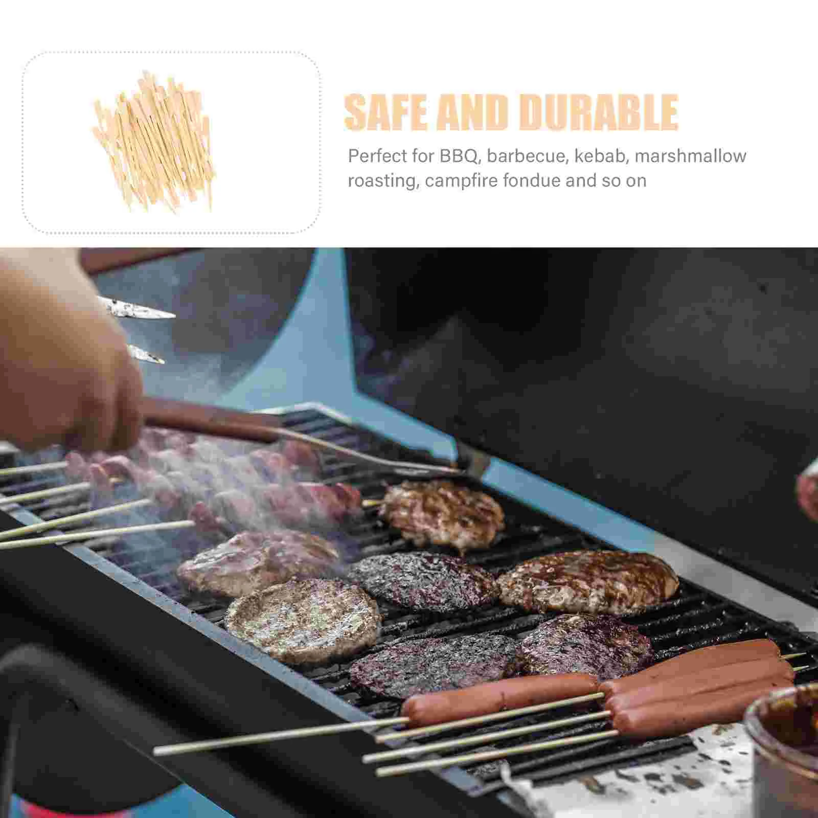 200 Pcs Disposable Bamboo Sticks BBQ Skewer Skewers Tang Hot Dog Meat for