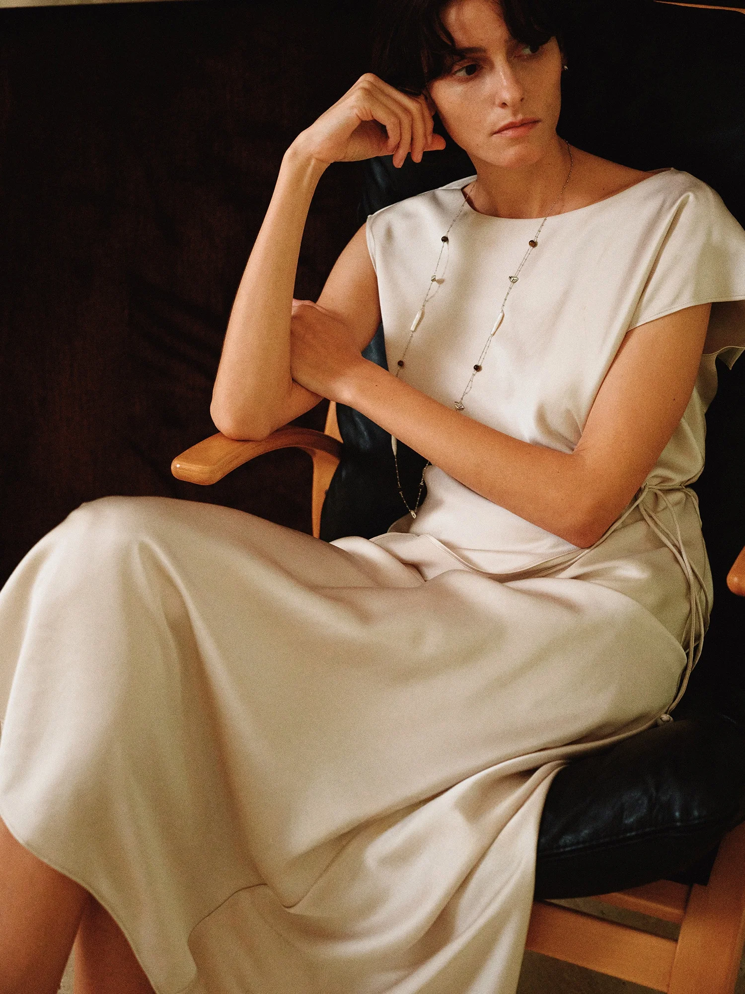 

MARIUS Diagonal Tee-acetate Mixed Satin Ele High-defn Asymmetrical Top f-skirt Casual Sle Women's T-irt