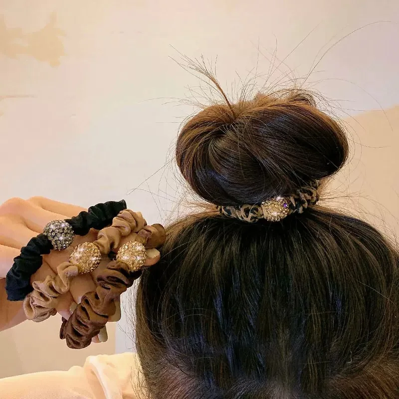 4Pcs/Lot Girl Hair Band Accessories Fashion Large Hair Ties Solid Color Elastic Scrunchies For Women Ponytail Hairstyle image 5