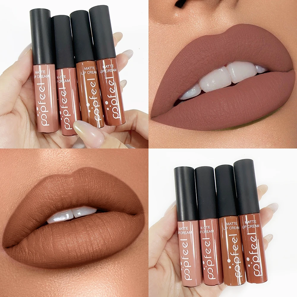 12 Color Matte Liquid Lipstick Set Nude Lipgloss Tint Long Lasting Non-stick Cup Waterproof  Lipgloss Kit