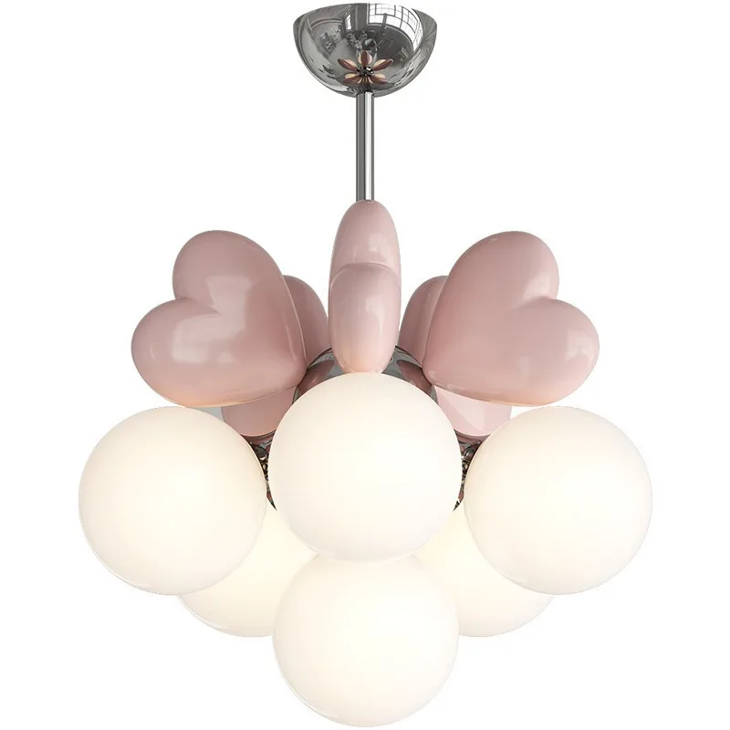Full spectrum eye protection creative love chandelier cream wind simple master bedroom light
