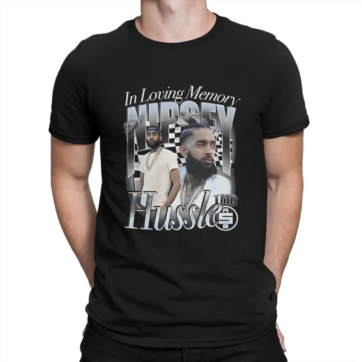 heavyweight Hussle Nipsey Newest TShirt for Men Racks in the Middle Round Neck Basic T Shirt Distinctive Gift Clothes Streetwear