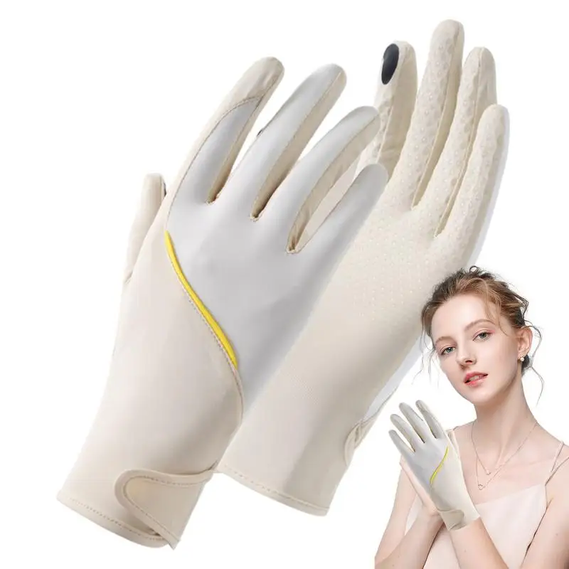 Women's UV Protection Gloves Cooling Ice Silk Gloves For Women Cloud Yarn Cooling Sun UV Gloves For Driving Cycling Camping