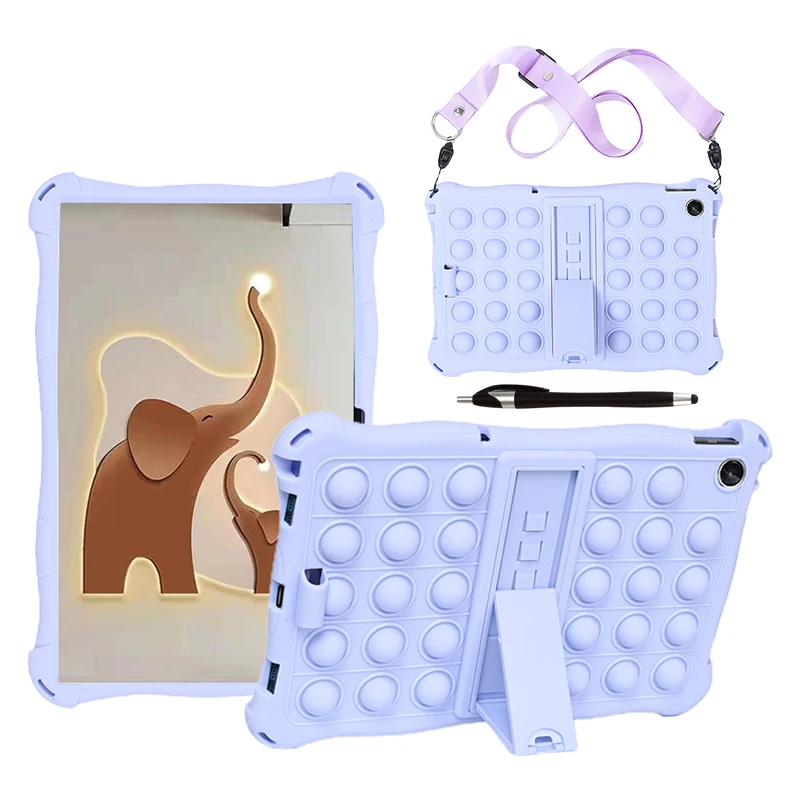 Soft Silicone Case For Lenovo Xiaoxin Pad 10.6 11 Tab M10 Plus 3rd Gen P11 TB-125FU 128XU J606F Stand Cover With Shoulder Strap