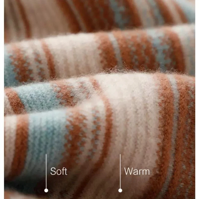 Autumn Winter Women Sweater Turtleneck Long Sleeve Warm Pullovers Fashion Stripe Knitwear Korean Bottoming Shirt Basic Jumper