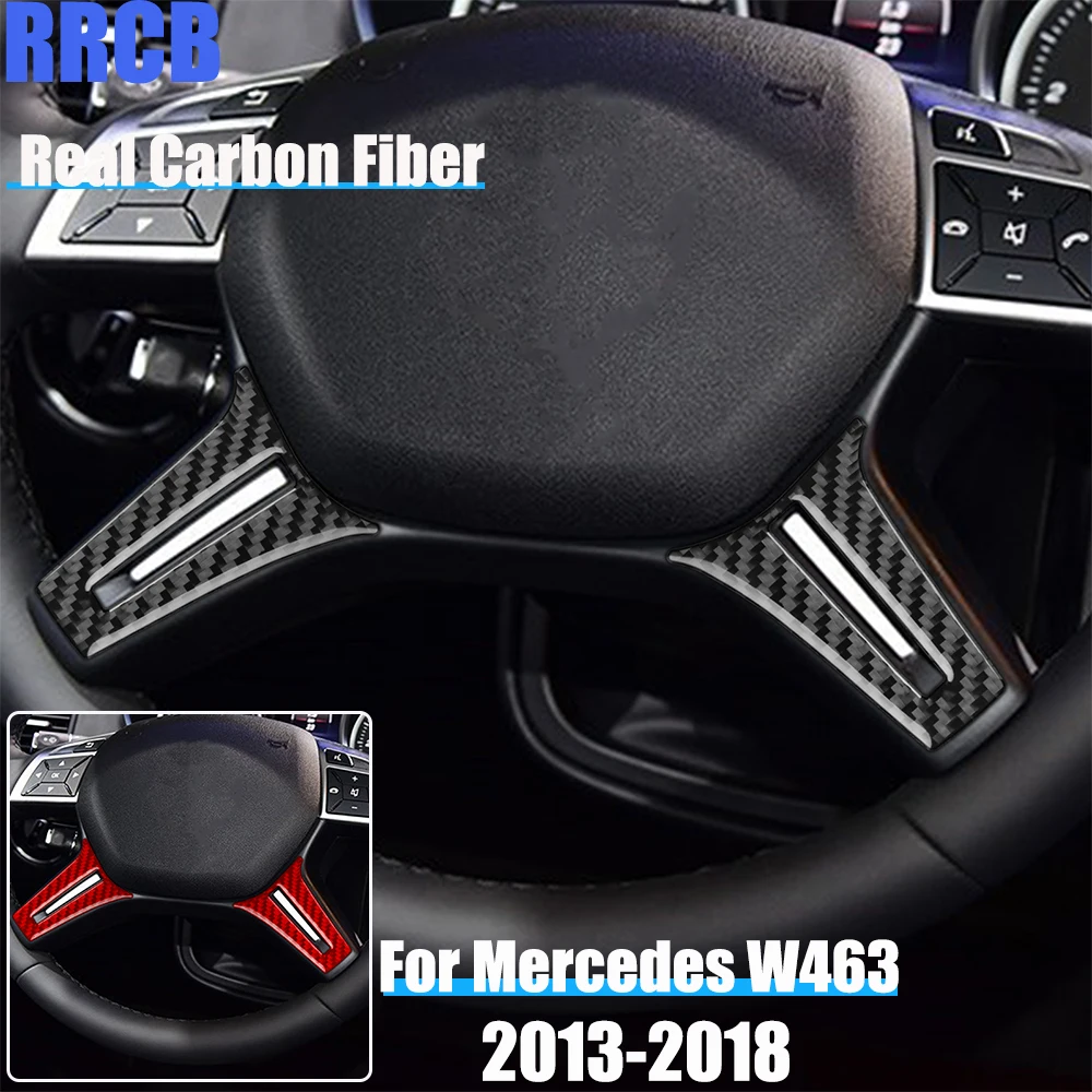 

Real Carbon Fiber Car Accessories Steering Wheel Soft Cover Sticker For Mercedes Benz G Class W463 G500 G63 G65 G350d 2013-2018