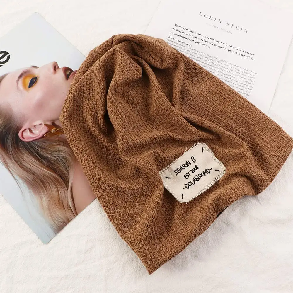 

Breathable Fashion Men Letter Hip Hop Women Turban Hat Beanie Hat Pile Cap Striped Bonnets