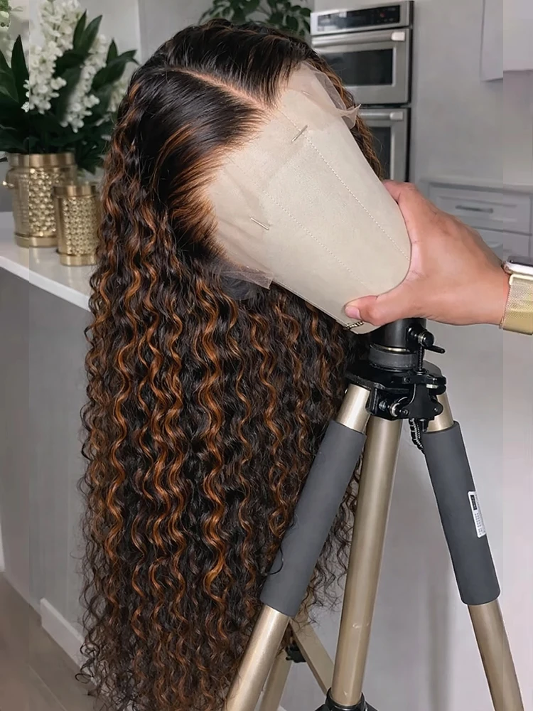 

13x4 Ombre Парик Фронта Шнурка Человеческие Волосы 1B/30 Глубокая Волна HD Парики Фронта Шнурка Человеческие Волосы Предварительно Сорванные Выделите Кружевные Цветные Парики