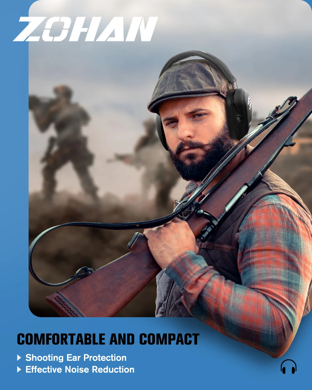 ZOHAN Shooting Ear Protector Safety Muffs Noise Reduction Ear Defenders Tactical Hearing Protection for Shooting Hunting