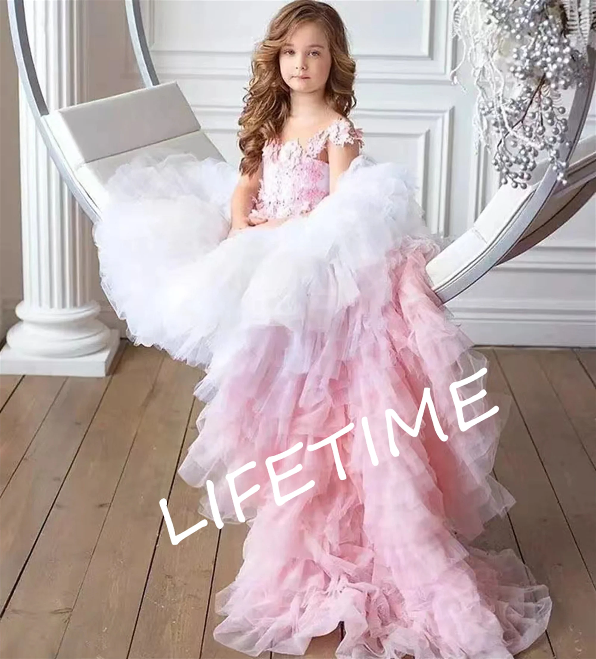 Off The Shoulder Flower Girl Dresses For Wedding Tulle Kids Birthday Party Gown Pageant Prom Dress