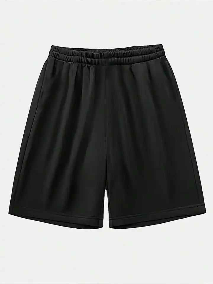 Black Casual Mens Shorts with Rainbow Print