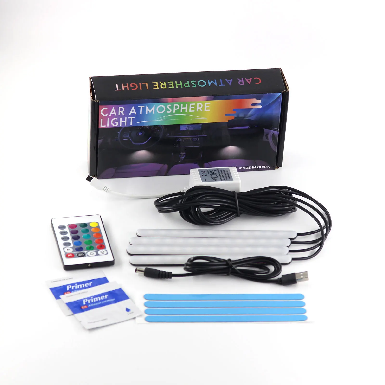 LED Strip Lights Current 0.2A LED Ambient Light 12 LEDs RGB Effect Silicone PVC Construction Peel-off Double-sided Tape