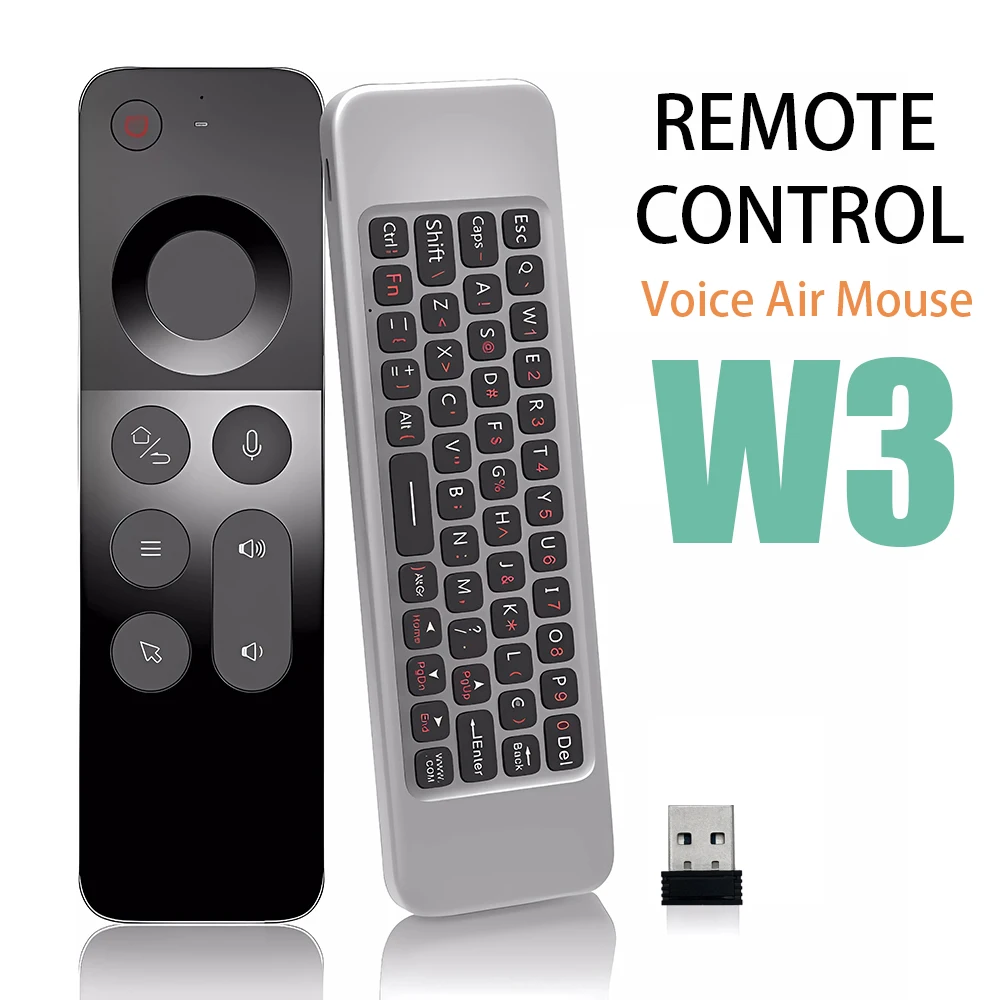 Uniwersalny pilot głosowy Air Mouse W3 2.4G Ręczna mini bezprzewodowa klawiatura dla Android TV BOX Windows PC