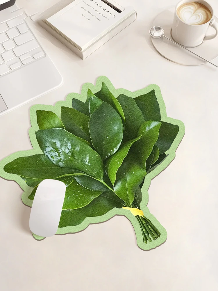 

Yuzu leaf shaped leather mouse pad, female wrist protector, portable computer, office desk pad
