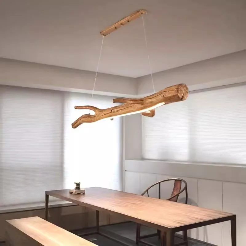 Vintage Resin Branches Pendant Lights LED Hanging Lamp for Tea House Dining Room Cafe Indoor Decor Lighting Simulated Wood Color