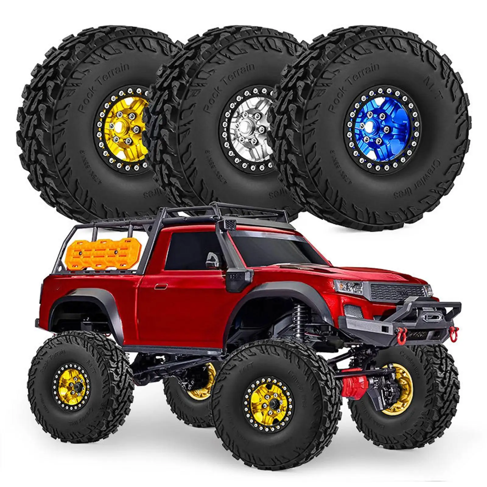 

4 Pieces 1/10 RC Crawler Car Wheels and Tires Portable Sturdy Professional Durability RC Car Part Accessory Replacement for D90