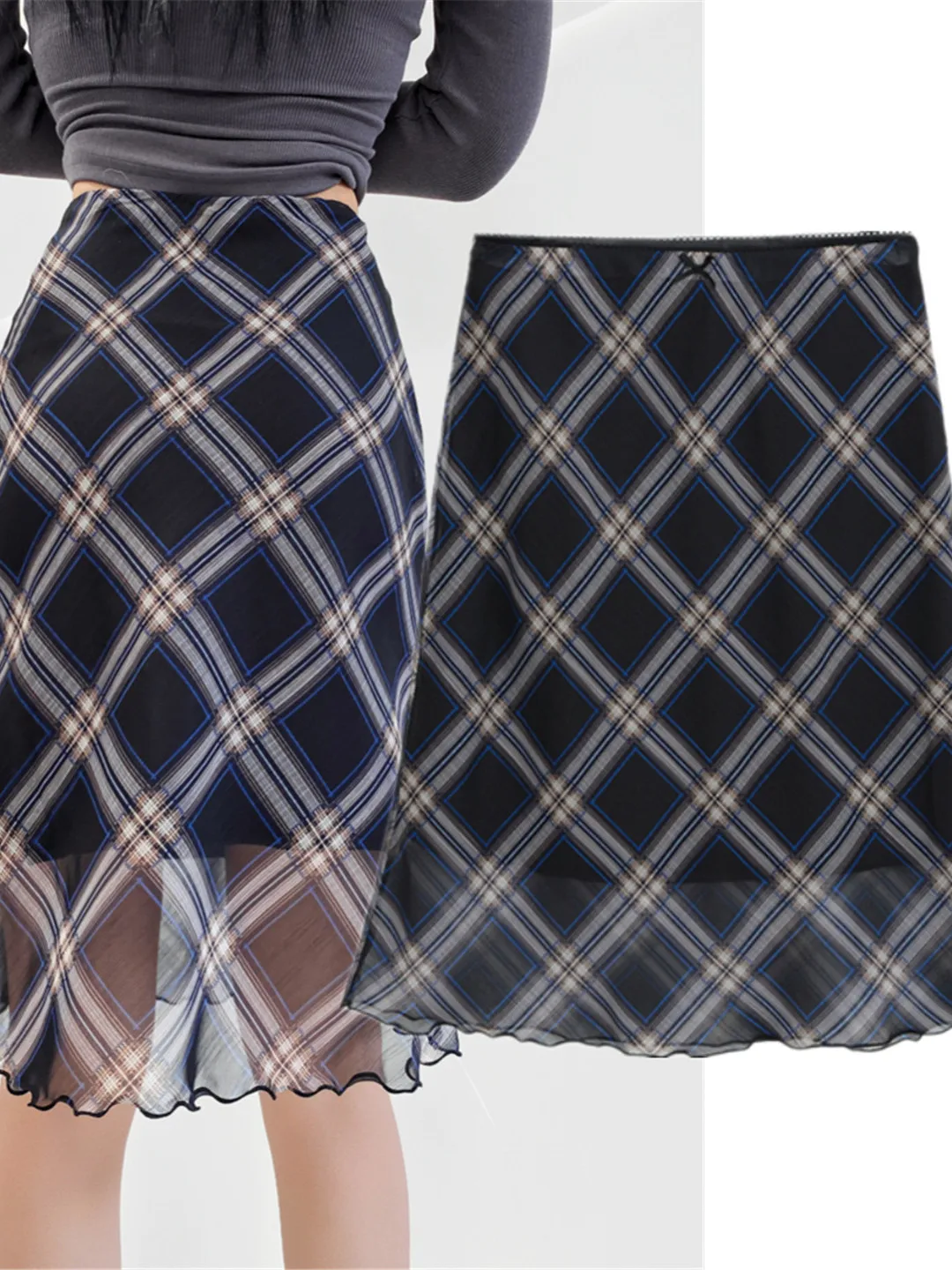 

Retro Korean Sle Knot Plaid Slim Fit ter Skirt Sexy Fi Tail f Body Skirt High Waist B Michelle