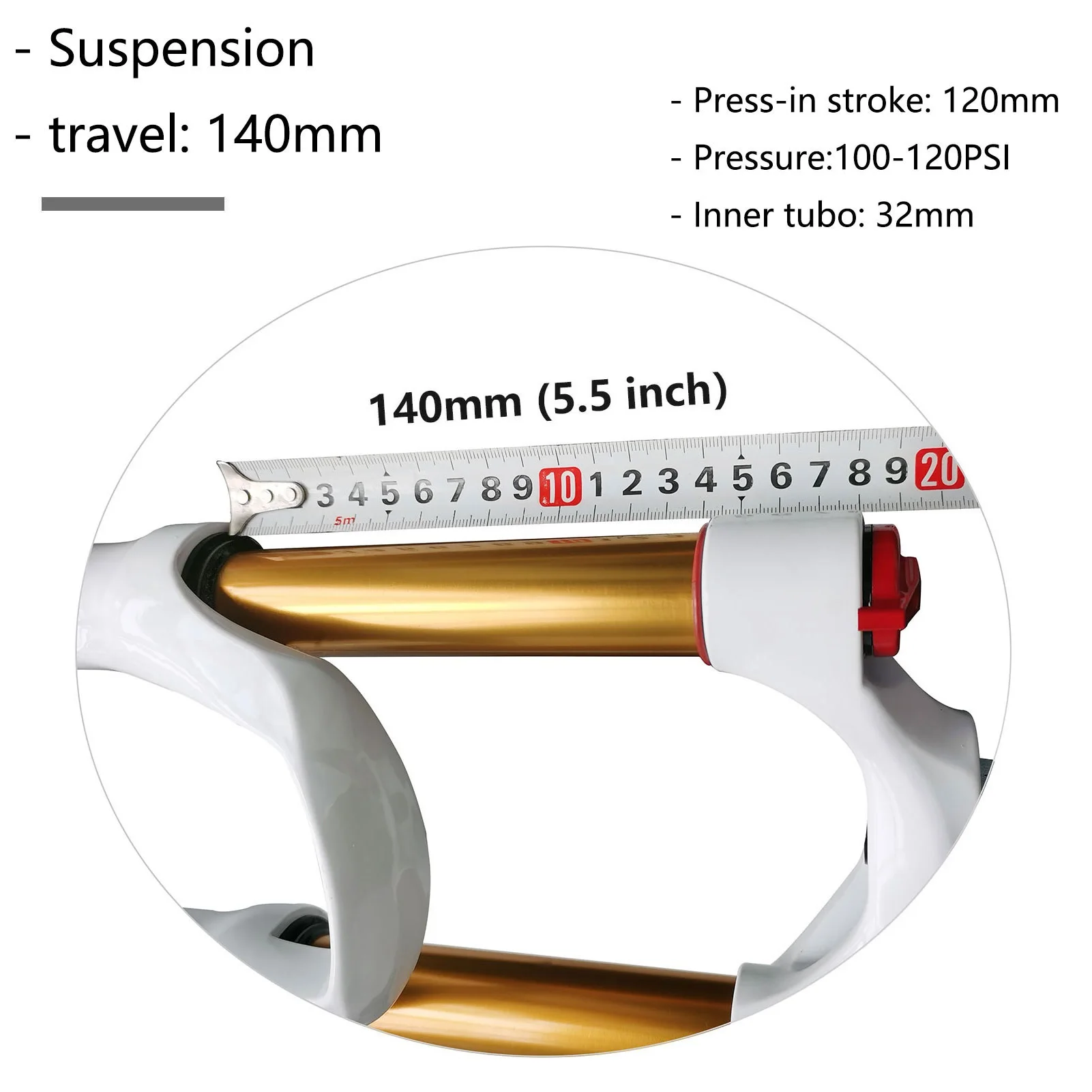 Mountain Bike Air Suspension Fork, 26 27.5 29 Inch, Disc Brake, 140mm Travel Bicycle Front Forks, 1-1/8 \