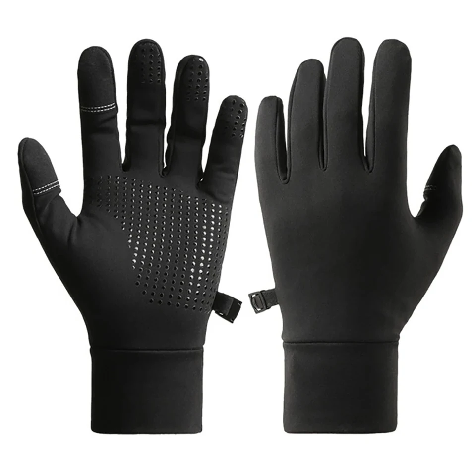 Cycling Gloves Men Silicone Non-slip Elasticity Fleece Running Bicycle Ski Liner Warmth Gloves Waterproof Touch Screen