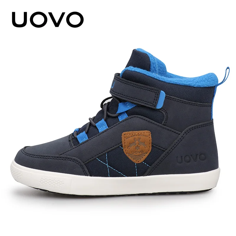 UOVO 2024 New Arrival Classical Winter Kids Walking Shoes Warm Plush Lining Fashion Children Footwear Flat Boys Sneakers