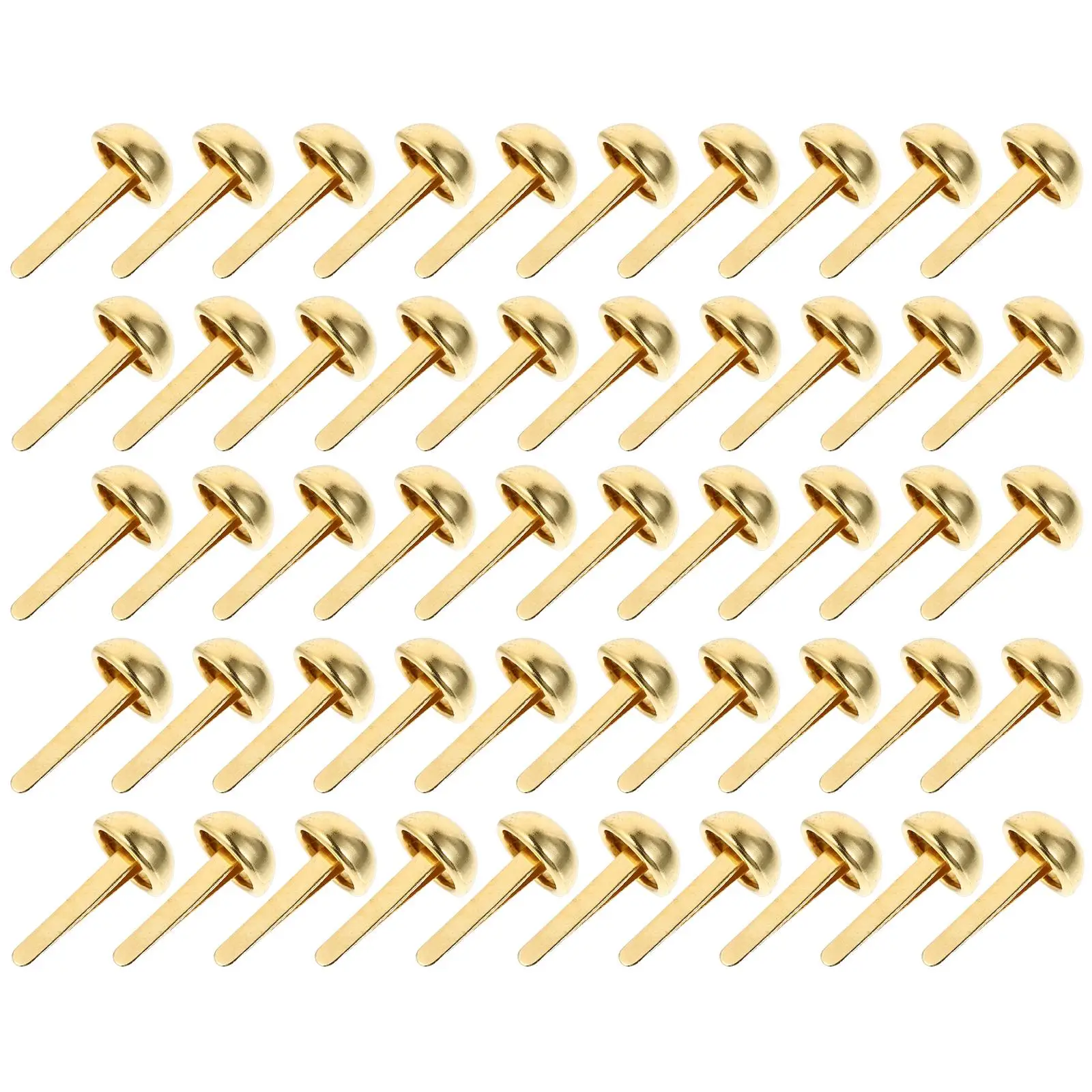 

50 Pcs Metal Round Head Tacks 8MM Gold Two-legged Nails for DIY Craft Scrapbook Handmade Accessories Mini Pins Kids Projects