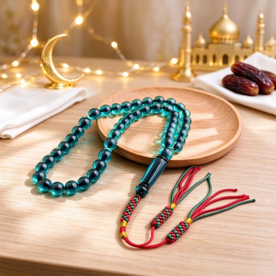 Handmade Mixed Color Tassel Islamic Tasbih 45 Transparent Beads Middle Eastern Prayer Beads