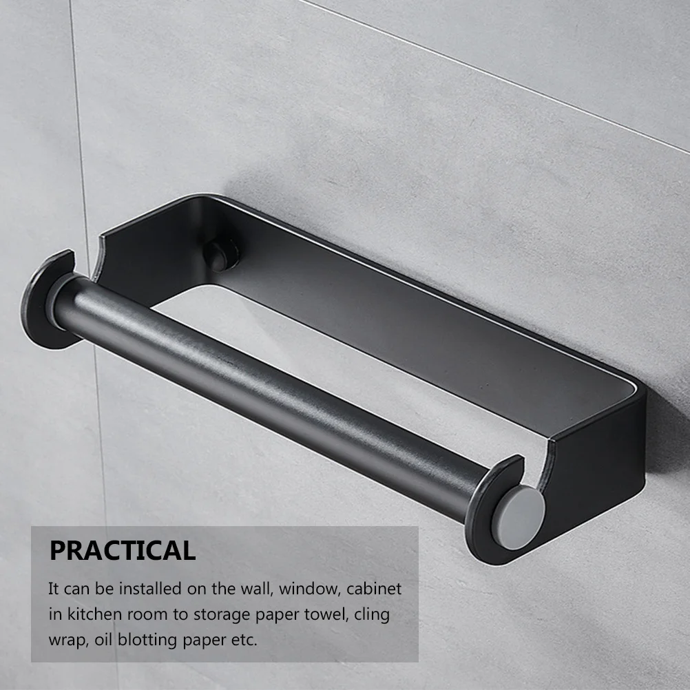 

Multifunctional Aluminium Alloy Paper Towel Cling Film Storage Rack Kitchen Organizer Practical Accessory No Punch Easy Install