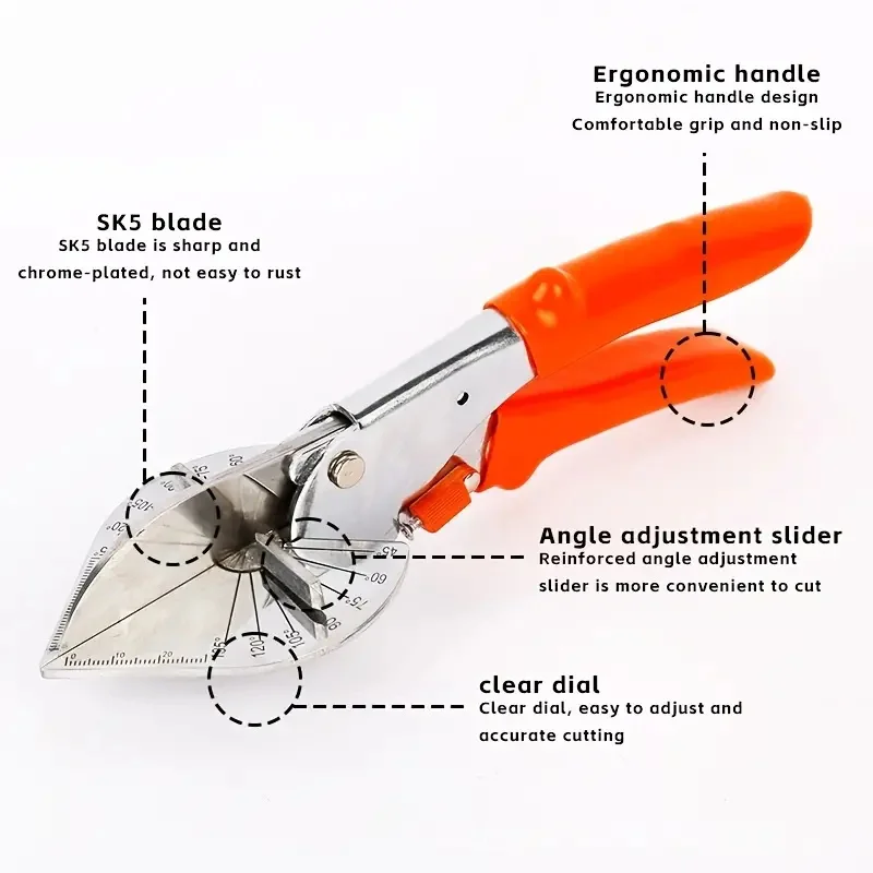 B50 45-135 Degree Wire Slot Angle Cutter Multi Angle Mitre Siding Wire Duct Cutter Plastic Pipe Hose Scissor Woodworking Tools