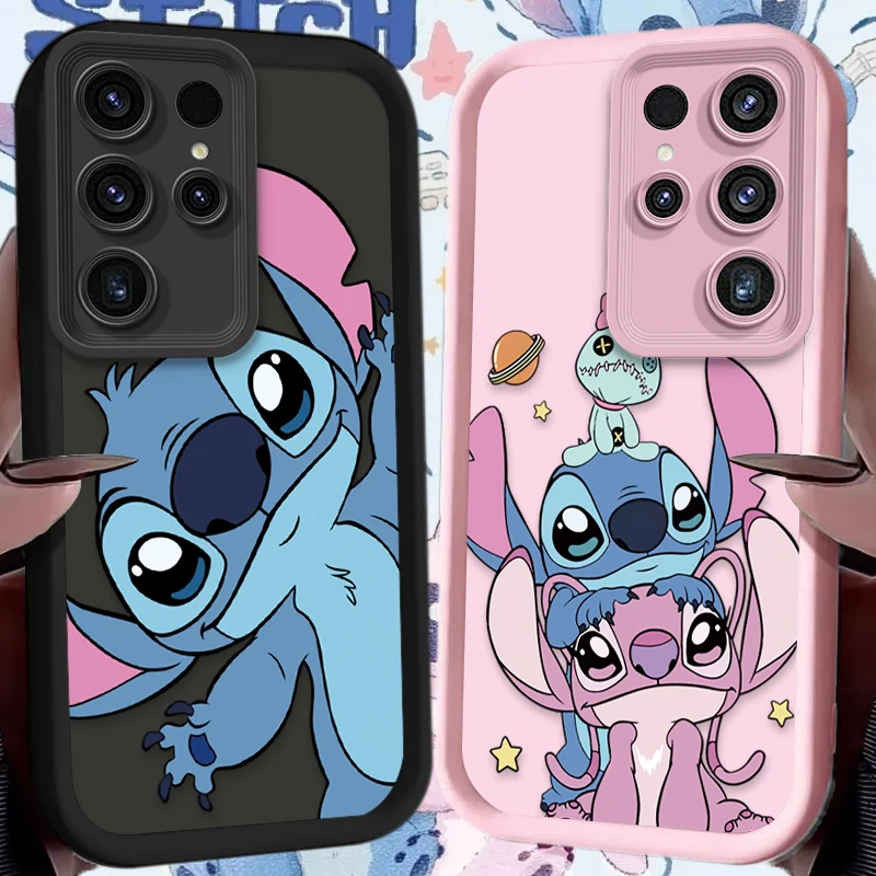 Disney Stitch Couple Case for Samsung Galaxy S26 S25 Edge S24 S23 Ultra S22 Plus S21 FE A07 A17 4G A37 A57 5G Protector Funda