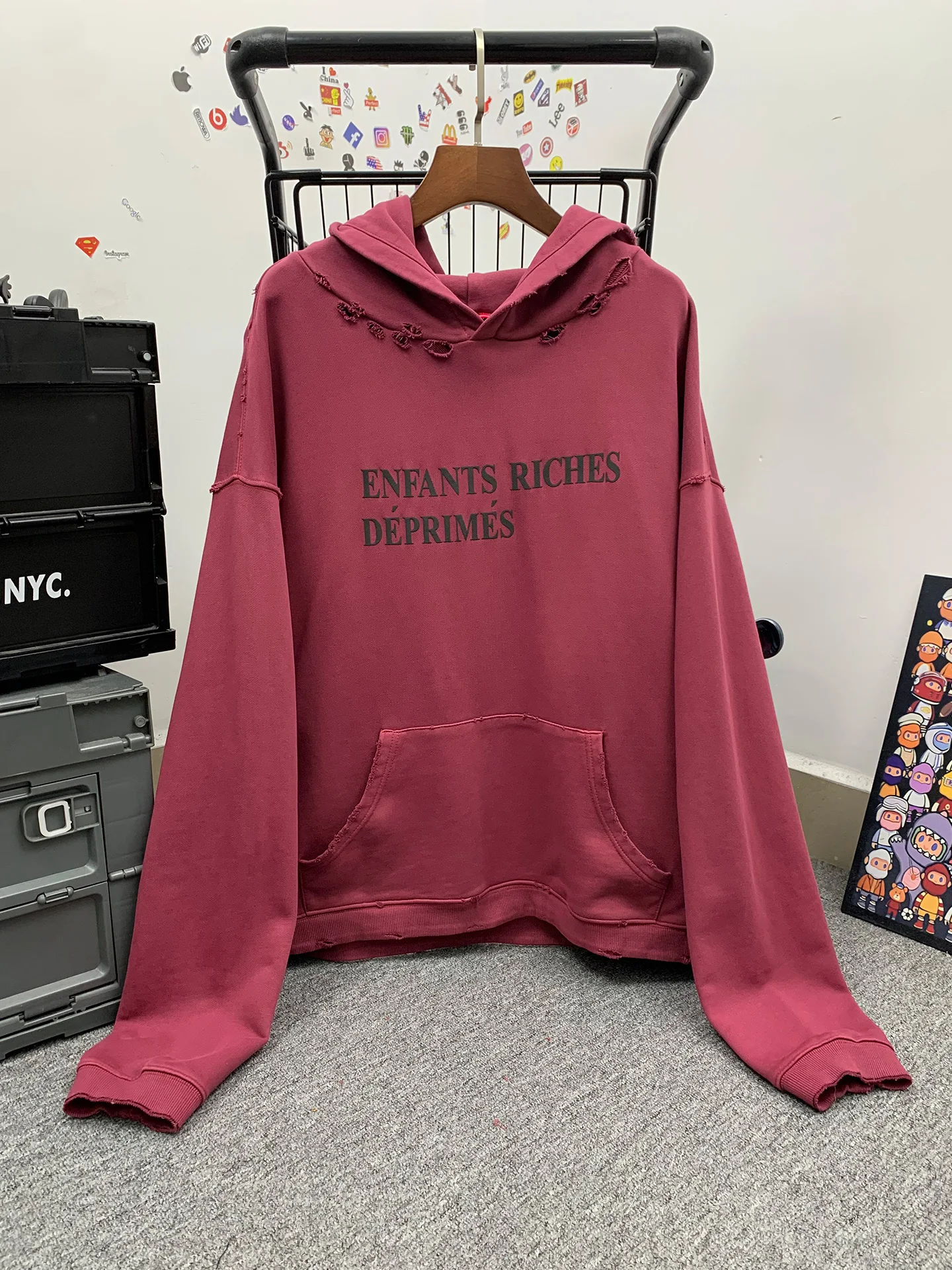 Washed Cotton Hoodie Men's Loose Fit Retro American Streetwear Print Depressed Rich Second Generation Style Breathable Casual...