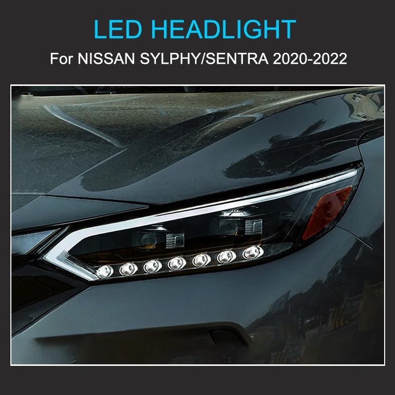 1 Pair Full LED Headlight Assembly for Sentra Sylphy 2020 2021 2022 Plug and Play with LED DRL Dynamic Turning Rear Tail Lamps