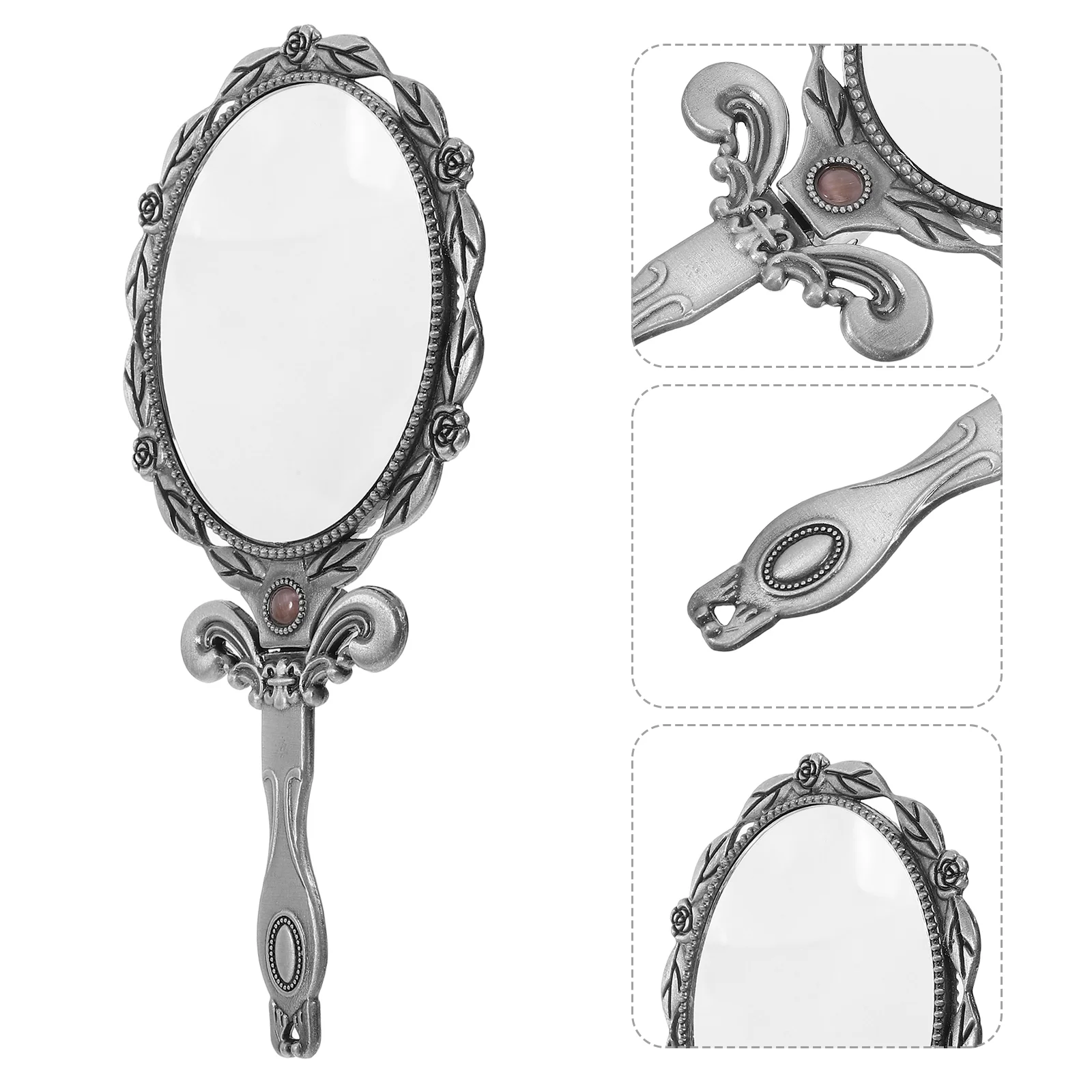 Mini Hand Mirror Vanity Miss Makeup Vintage Compact Ferroalloy Glass Held Women