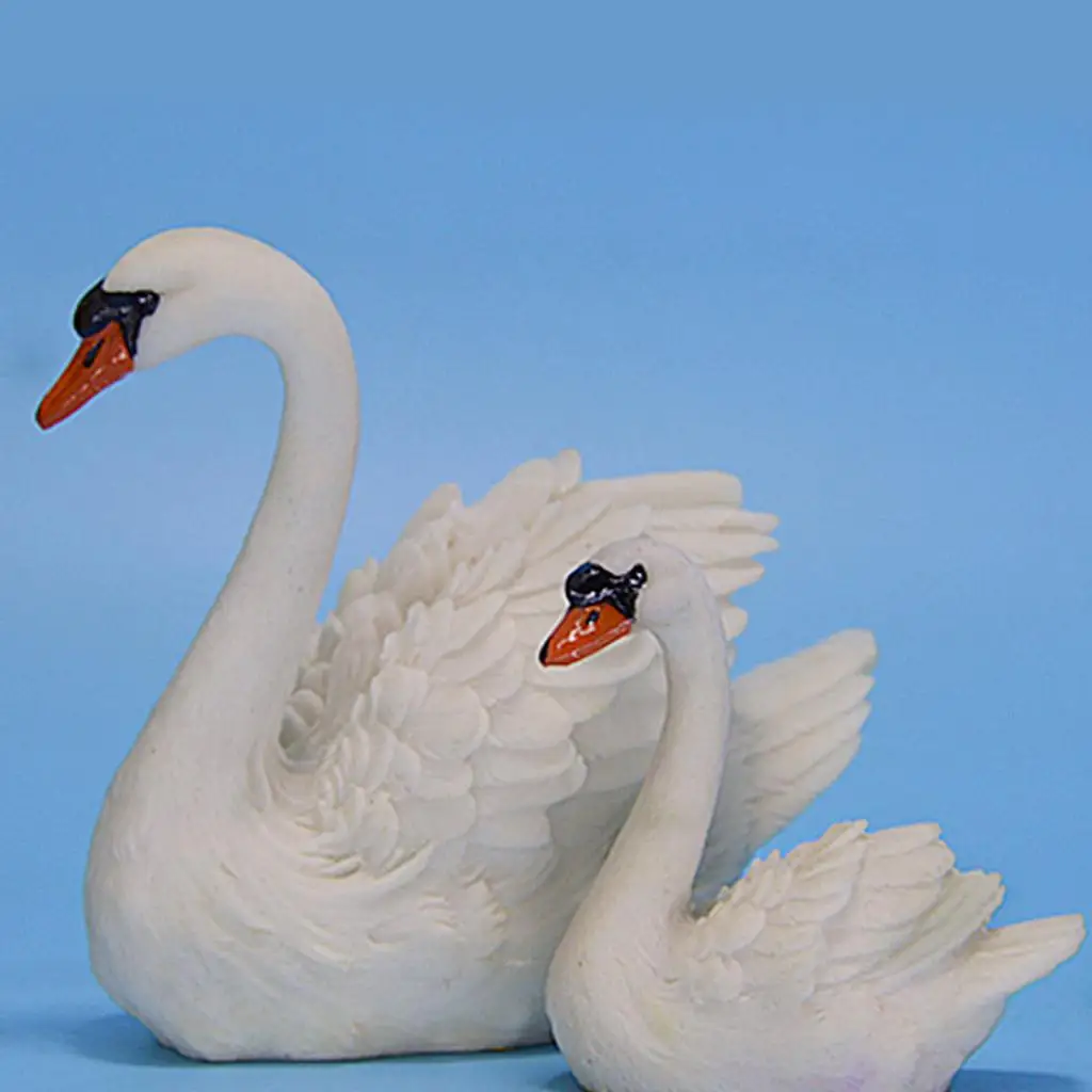Realistic Swan Sculpture Statue Resin Garden Ornament Miniature Decoration for Outdoor Yard Table